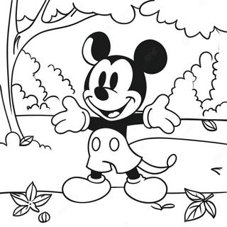 Mickey Mouse In Een Kleurige Herfstscene Kleurplaat 10401-8357