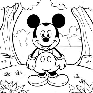 Mickey Mouse In Een Kleurige Herfstscene Kleurplaat 10401-8358