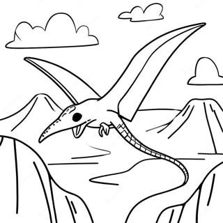 Pterodactylus Vliegend Boven Een Vulkan Kleurplaat 12630-9913