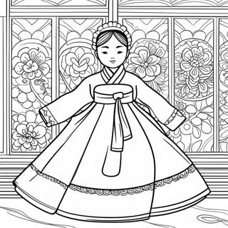 Koreaanse Traditionele Hanbok Kleurplaat 17310-13649