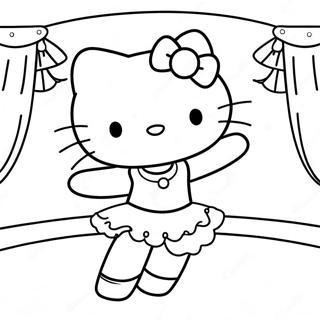 Hello Kitty Ballerina Die Op Het Podium Danst Kleurplaat 23182-18345