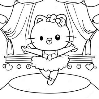 Hello Kitty Ballerina Die Op Het Podium Danst Kleurplaat 23182-18348