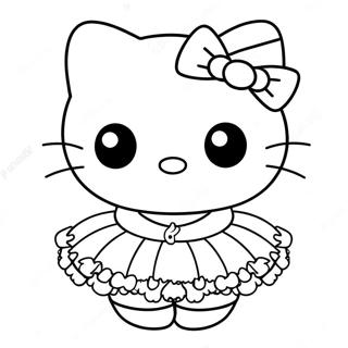 Hello Kitty In Een Schattige Tutu Kleurplaat 23183-18301