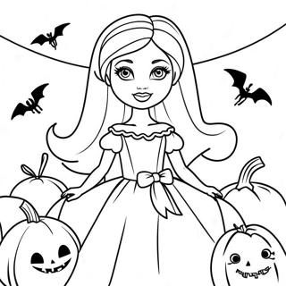 Spookachtige Halloween Barbie Met Pompoenen Kleurplaat 27895-22040