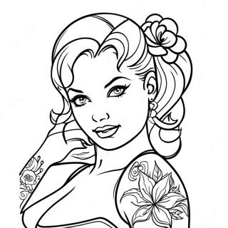 Tattoo Pin Up Voor Volwassenen Kleurplaten