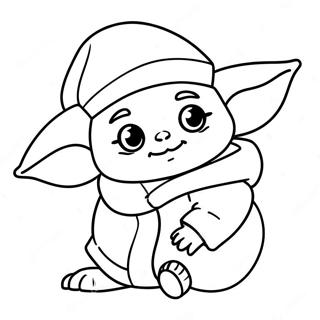 Schattige Baby Yoda Met Kerstmuts Kleurplaat 29945-23665