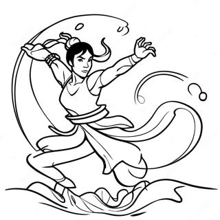 Korra In Waterbending Houding Kleurplaat 30385-24009