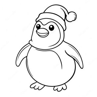 Schattige Pinguin Met Kerstmuts Kleurplaat 30745-24309