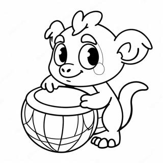 Grookey Speelt Met Een Drum Kleurplaat 30895-24431