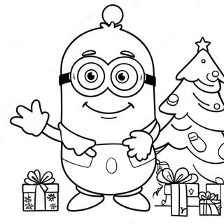 Feestelijke Minion Die Een Kerstboom Versiert Kleurplaat 31824-25169