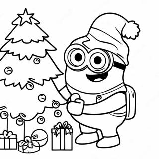 Feestelijke Minion Die Een Kerstboom Versiert Kleurplaat 31824-25171