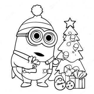 Feestelijke Minion Die Een Kerstboom Versiert Kleurplaat 31824-25172