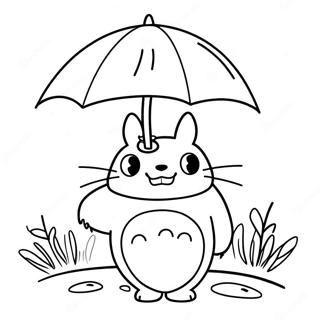 Schattige Totoro Met Paraplu Kleurplaat 3951-3148