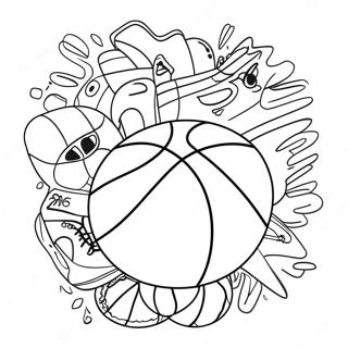 Spannende Basketbalwedstrijd Kleurplaat 40284-31856