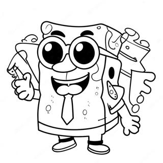 Coole Gangster Spongebob Met Zonnebril Kleurplaat 42474-33554