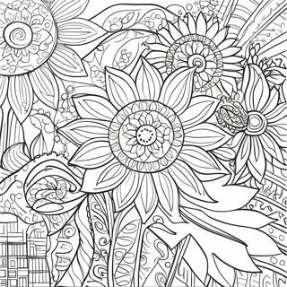 Intricate Bohemian Zonnebloem Ontwerp Kleurplaat 42704-33748