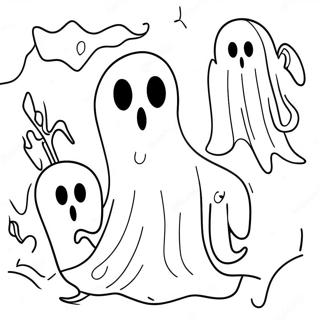 Spookachtige Geesten Halloween Doodle Kunst Kleurplaat 45944-36324