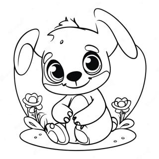 Schattige Baby Stitch Met Bloemen Kleurplaat 47304-37406