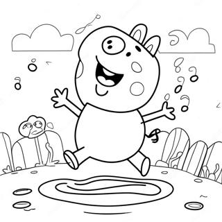 Peppa Pig Springen In Modderige Plassen Kleurplaat 47544-37596