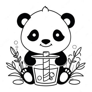 Schattige Panda Die Van Boba Geniet Kleurplaat 49984-39537