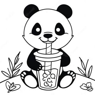 Schattige Panda Die Van Boba Geniet Kleurplaat 49984-39538