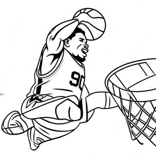 Spurs Basketbalspeler Dunkend Kleurplaat 51814-40990