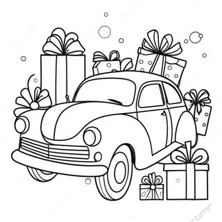 Feestelijke Kerstauto Met Cadeaus Kleurplaat 52854-41813