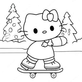 Schaatsen Hello Kitty Kerst Kleurplaten