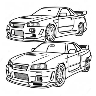 Nissan Skyline Gtr R34 In Actie Kleurplaat 55054-43545