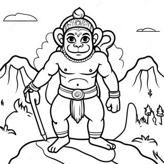 Hanuman Met Berg Kleurplaat 55574-43968