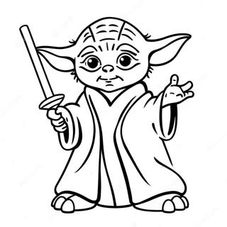 Grappige Yoda Met Lichtzwaard Kleurplaat 55704-44071