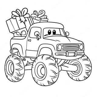 Kerst Monster Truck Met Cadeaus Kleurplaat 55733-44093