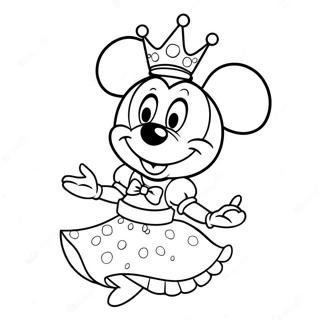 Schattige Prinses Minnie Mouse In Een Sprankelende Jurk Kleurplaat 55824-44161