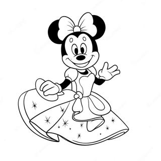 Schattige Prinses Minnie Mouse In Een Sprankelende Jurk Kleurplaat 55824-44162