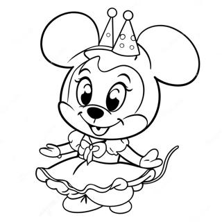 Schattige Prinses Minnie Mouse In Een Sprankelende Jurk Kleurplaat 55824-44164