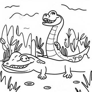 Moeras Scene Met Alligators Kleurplaat 55853-44193