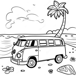 Kleurige Volkswagen Van Op Het Strand Kleurplaat 56304-44533