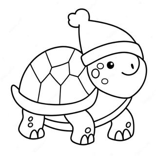 Schattige Kerstschildpad Met Kerstmuts Kleurplaat 60404-47794