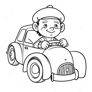 Noddy Die Met Zijn Kleurrijke Auto Rijdt Kleurplaat 63064-49895