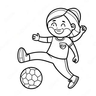 Meisje Dat Voetbal Speelt Met Een Kleurrijke Bal Kleurplaat 65203-51634