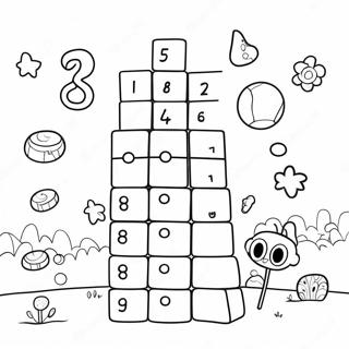 Kleurige Numberblocks 8 In Een Leuke Scene Kleurplaat 66665-52753