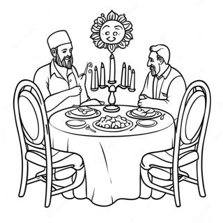 Vrolijke Shabbat Diner Tafel Kleurplaat 67125-53113