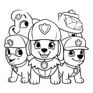 Paw Patrol Personages In Kerstmutsen Kleurplaat 671-538