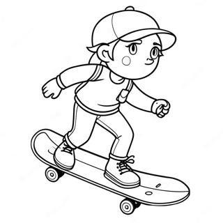 Tomboy Personage Met Skateboard Kleurplaat 68134-53917