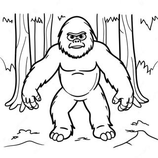 Grappige Sluwe Sasquatch In Het Bos Kleurplaat 72645-57518