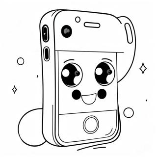 Schattige Iphone 13 Met Cartoon Gezicht Kleurplaat 74035-58626