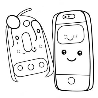 Schattige Iphone 13 Met Cartoon Gezicht Kleurplaat 74035-58627