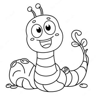 Schattige Cartoon Worm Kleurplaat 8450-6726