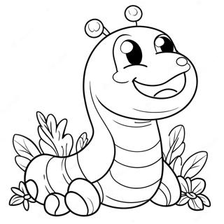 Schattige Cartoon Worm Kleurplaat 8450-6728